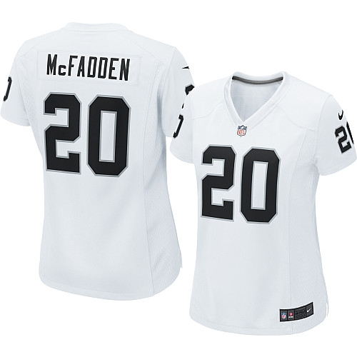 Women's Nike Oakland Raiders 20 Darren McFadden Elite White NFL Jersey