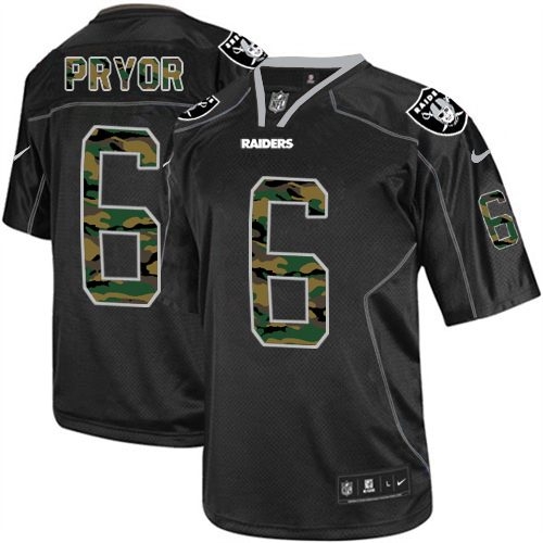 Men's Nike Oakland Raiders 6 Terrelle Pryor Limited Black Camo Fashion NFL Jersey