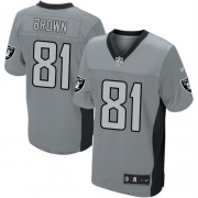 Men's Nike Oakland Raiders 81 Tim Brown Elite Grey Shadow NFL Jersey