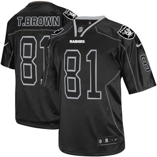 Men's Nike Oakland Raiders 81 Tim Brown Elite Lights Out Black NFL Jersey