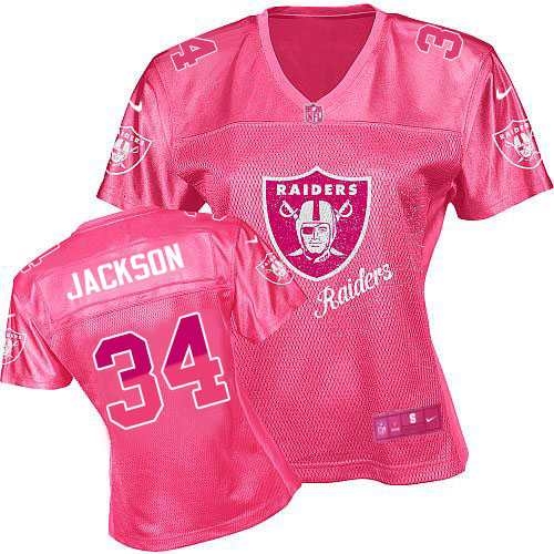 Women's Nike Oakland Raiders 34 Bo Jackson Game Pink 2012 Fem Fan NFL Jersey